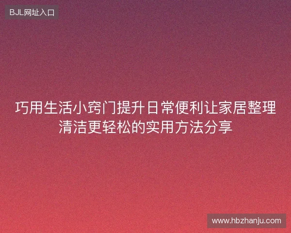 巧用生活小窍门提升日常便利让家居整理清洁更轻松的实用方法分享